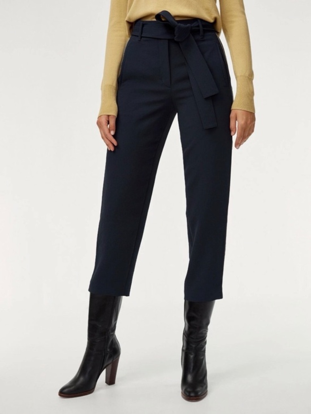 Aritzia Wilfred Jallade Pant Crepe Cropped High-waisted Pants